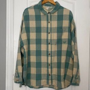 Roxy blue and cream‎ plaid button-up shirt